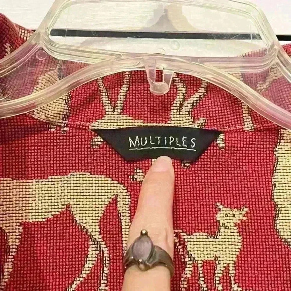 Vintage Multiples Tapestry Animals Elephants Safari Africa Open Front Jacket - Picture 3 of 4